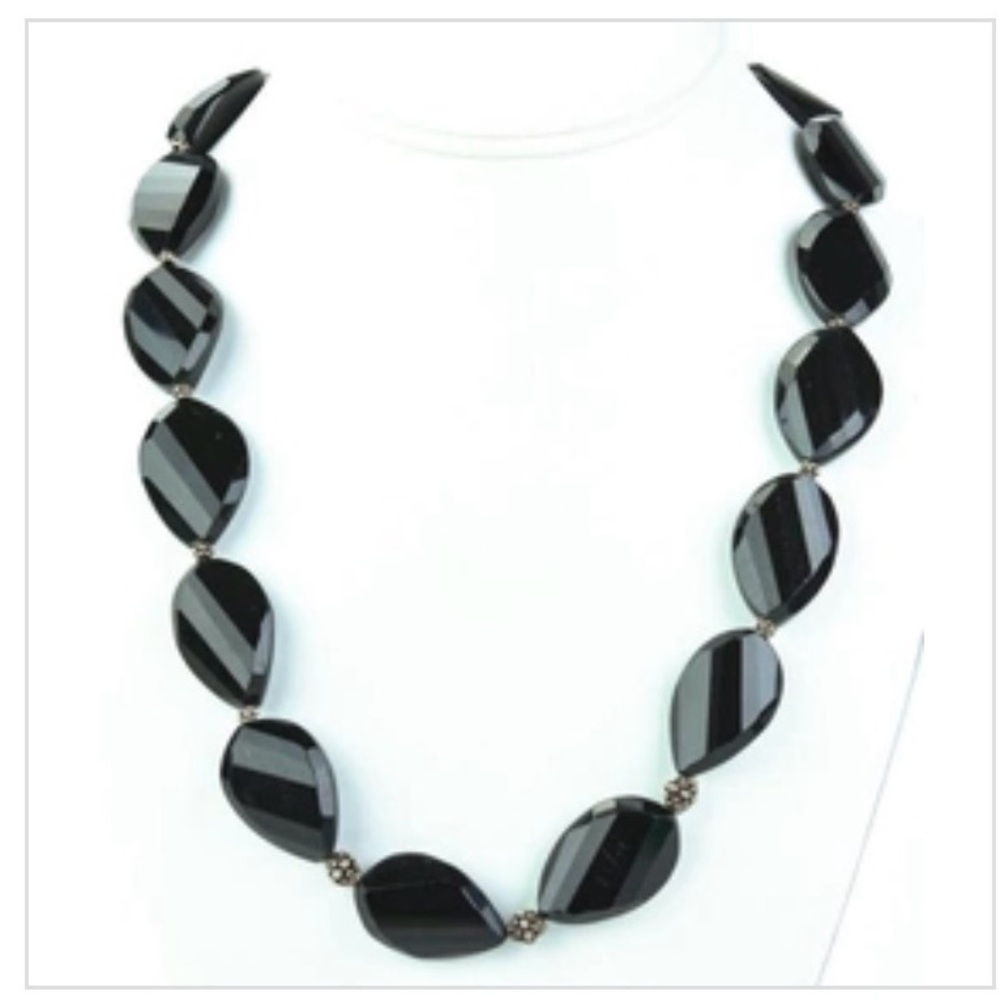 Donna Dressler French Jet Sterling Silver Necklace